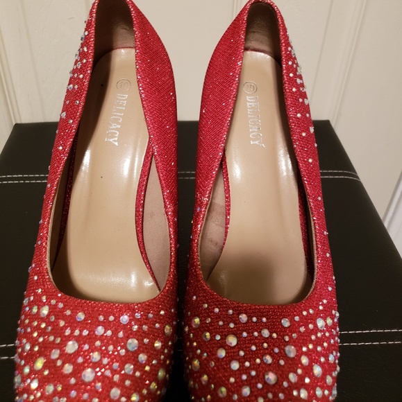 Delicacy Sparkling Red Platform Heels - Picture 4 of 6